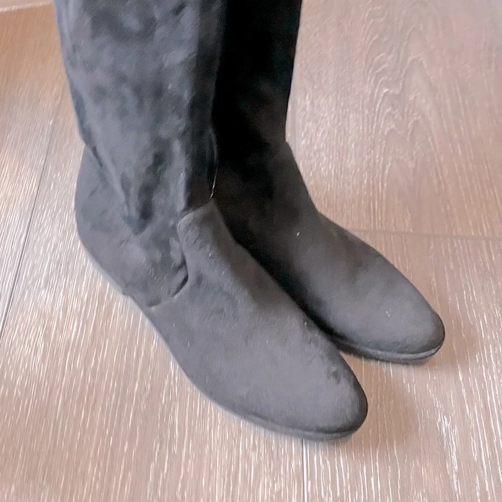 NEW! MARC FISHER Women's Over The Knee Boots Black Faux Suede Size 8.5